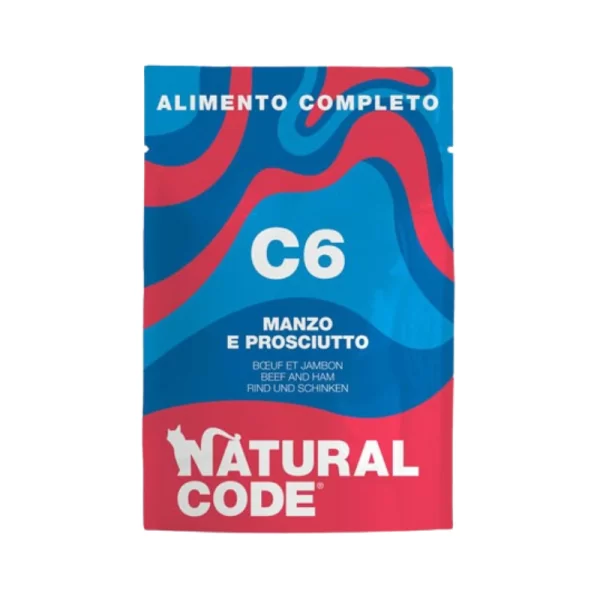 Natural Code Gatto C06 Manzo e Prosciutto 70 g