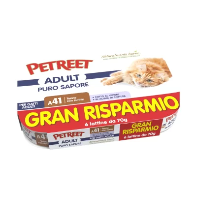 Petreet Gatto Adult Puro Sapore Tonno con Surimi 6x70 g – Multipack