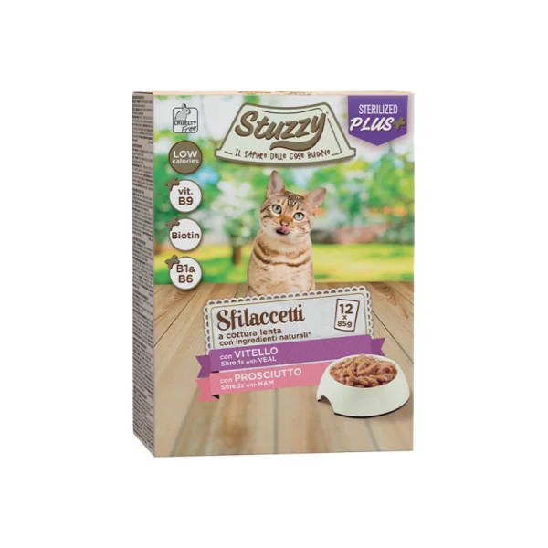 Stuzzy Gatto Adult Sterilized Sfilaccetti Vitello + Prosciutto 12x85 g - Multipack