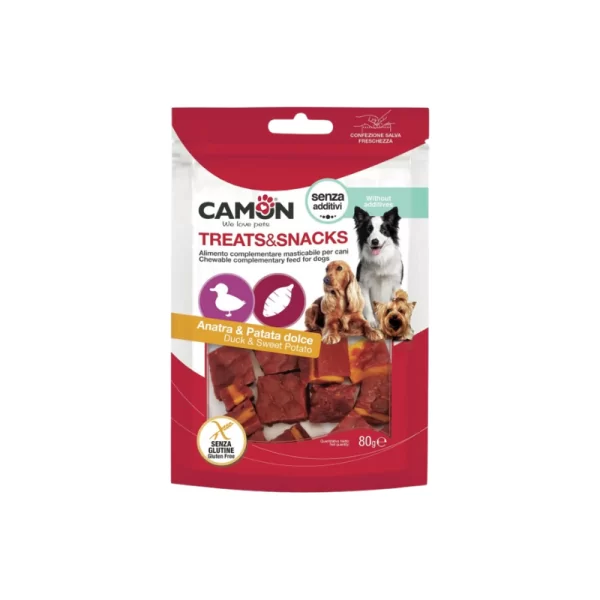 Camon Snack Cane Quadrotti all'Anatra e Patata Dolce 80 g