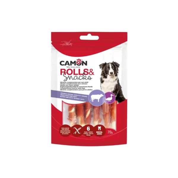 Camon Snack Cane Rolls di Pelle Bovina e Anatra 12 Cm 70 g