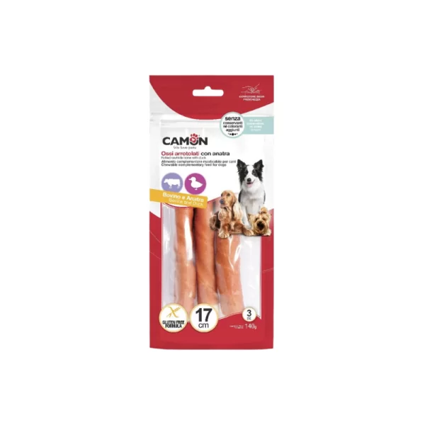 Camon Snack Cane Rolls di Pelle Bovina e Anatra 17 Cm 140 g